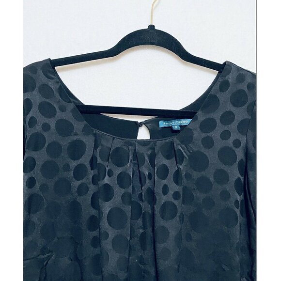 Sally Tseng Top Womens Size 6 Polka Dot Split Back Short Sleeve Boho - Picture 2 of 6